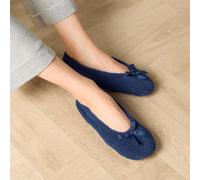 Isotoner Popcorn Ballet, Women Open Back Slippers, Blue (Navy), M UK (37/38 EU)