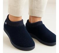 Isotoner® Ladies Popcorn Full Back Bootie Slipper with Pillowstep® Tufted Insole for Added Comfort, cosy and Comfy Winter Footwear, Navy, 7 UK