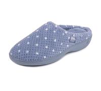 Isotoner Ladies Popcorn Terry Mule Slipper, Iris Blue Spot, 4 UK