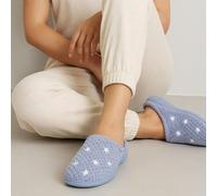 Isotoner® Ladies Popcorn Terry Mule Slippers Iris Blue Star UK Size 6