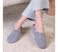Isotoner® Ladies Popcorn Terry Mule Slippers Pale Grey UK Size 8