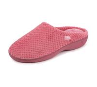 Isotoner® Ladies Popcorn Terry Mule Slippers, Pillowstep® Memory Foam with 360° Surround Comfort, Secret Sole Support, Durable Sole, Machine Washable, Bright Pink (Pink), 8 UK