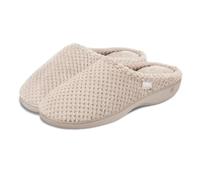 Isotoner® Ladies Popcorn Terry Mule Slippers, Pillowstep® Memory Foam with 360° Surround Comfort, Secret Sole Support, Durable Sole, Machine Washable, Oat, 5 UK