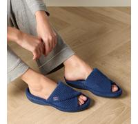 Isotoner® Ladies Popcorn Turnover Open Toe Slippers Navy UK Size 6