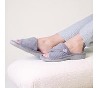 Isotoner® Ladies Popcorn Turnover Open Toe Slippers Pale Grey UK Size 5