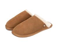 Isotoner® Ladies Real Suede Mule with Water Repellency, Casual Mule Slipper with Pillowstep® Tufted Insole, Memory Foam for Comfort, Ultra Comfort Foam Layer, Durable Flat Sole, Tan, 7 UK