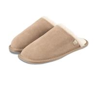 Isotoner® Ladies Real Suede Mule with Water Repellency, Casual Mule Slipper with Pillowstep® Tufted Insole, Memory Foam for Comfort, Ultra Comfort Foam Layer, Durable Flat Sole, Sand, 7 UK