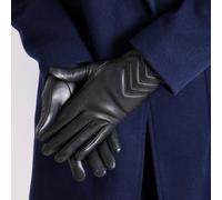 Isotoner® Ladies SmarTouch™ Cashmere Lined Premium Leather Glove With Chevron Detail Black Small