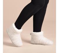 Isotoner® Ladies Sparkle Knit Boot Slippers Light Grey UK Size 5