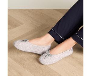 Isotoner® Ladies Terry Ballerina Slippers Grey Small (UK 3-4)