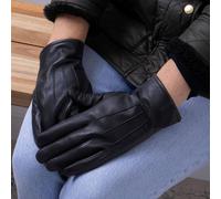 Isotoner® Ladies Three Point Leather Glove With SmarTouch™ Black Medium