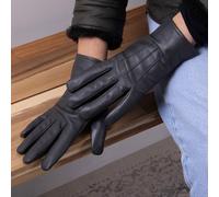 Isotoner® Ladies Three Point Leather Glove With SmarTouch™ Grey Medium