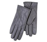 Isotoner® Ladies Three Point Leather Gloves, 100% Genuine Leather, Water Repellent, SmarTouch™ Touchscreen Technology, Supersoft Warm Lining, Wipe Clean Only, Grey, Large