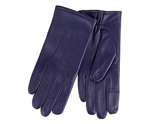 Isotoner® Ladies Three Point Leather Gloves, 100% Genuine Leather, Water Repellent, SmarTouch™ Touchscreen Technology, Supersoft Warm Lining, Wipe Clean Only, Navy, Medium