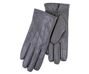Isotoner® Ladies Three Point Leather Gloves, 100% Genuine Leather, Water Repellent, SmarTouch™ Touchscreen Technology, Supersoft Warm Lining, Wipe Clean Only, Grey, Small