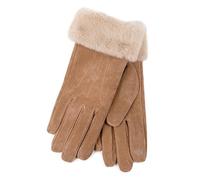 Isotoner Ladies Three Point Suede Gloves With Faux Fur Cuff