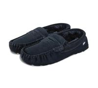 Isotoner® Men’s Suede Moccasin with Water Repellency, Classic Moccasin Styling with Pillowstep® Tufted Insole, Memory Foam for Comfort, Ultra Comfort Foam Layer, Durable Flexible Sole, Navy, 10 UK