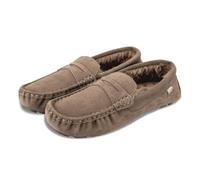 Isotoner® Men’s Suede Moccasin with Water Repellency, Classic Moccasin Styling with Pillowstep® Tufted Insole, Memory Foam for Comfort, Ultra Comfort Foam Layer, Durable Flexible Sole, Sand, 11 UK