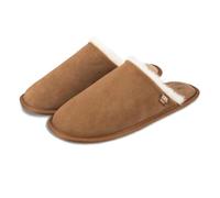 Isotoner® Men’s Suede Mule with Water Repellency, Classic Mule Slipper with Pillowstep® Tufted Insole, Memory Foam for Comfort, Ultra Comfort Foam Layer, Flat Sole, Tan, 9 UK