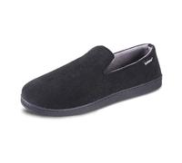isotoner Men's Diamond Corduroy Moccasin Slippers-Gel Memory Foam, Black, 7/8 UK