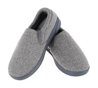 Isotoner Men's Heathered Knit Twin Gore Slipper, Ash