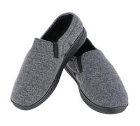 Isotoner Men's Heathered Knit Twin Gore Slipper, Black