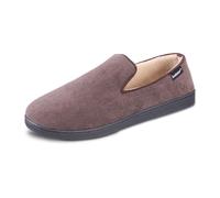 isotoner Men's Diamond Corduroy Moccasin Slippers-Gel Memory Foam, Dark Chocolate, 10/11 UK