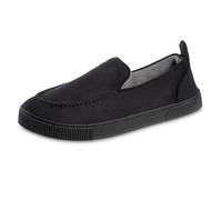 isotoner Men's Microsuede and Canvas Closed Back Slipper: Indoor/Outdoor, Memory Foam, Machine Wash, Black, 11-12