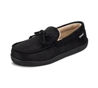 isotoner Men's Microsuede Moccasin Slipper, Black, 7/8 UK