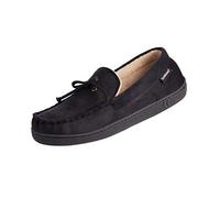 Isotoner Men's Microsuede Moccasin Slipper, Black, 10/11 UK