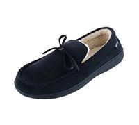 Isotoner Men's Microsuede Nigel Moccasin Slipper, Black