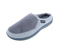 Isotoner Men's Microterry and Waffle Travis Slip-on Hoodback Slipper, Ash, 8.5/9.5 UK