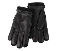 Isotoner Mens Premium Leather Glove With Rib Knit Cuff & Sheepskin Lining