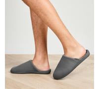 Isotoner® Mens Ribbed Mule Slipper With Patterned In Sock Grey UK Size 11