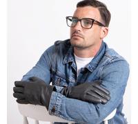 Isotoner® Mens Smartouch™ Water Repellent 3 Point Leather Gloves Grey Small/Medium