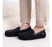 Isotoner® Mens Square Patterned Smart Moccasin Slipper Black UK Size 8