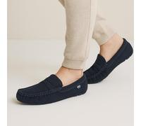 Isotoner® Mens Suede Moccasin With Water Repellency Navy UK Size 9