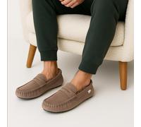 Isotoner® Men’s Suede Moccasin with Water Repellency, Classic Moccasin Styling with Pillowstep® Tufted Insole, Memory Foam for Comfort, Ultra Comfort Foam Layer, Durable Flexible Sole, Sand, 10 UK