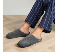 Isotoner® Mens Swept Back Popcorn Mule Slipper Grey UK Size 9