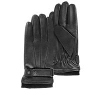 Isotoner Men's Touch Screen Leather Gloves with Training Leg - Black - S