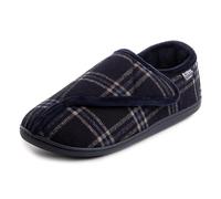 Isotoner Mens Velour Closed Back Slipper With Velcro Opening