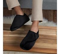 Isotoner® Mens Velour Closed Back Slipper With Velcro Opening Black UK Size 11