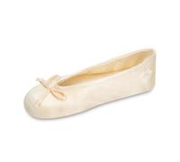 isotoner Satin Ballerina House Slipper With Bow and Faux Suede Sole, Women's Slipper