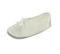 Isotoner Satin Pearl Ballerina Girl's Slippers Ivory X-Small 9-10