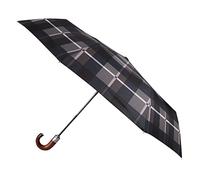 Isotoner totes X-TRA STRONG Auto Open/Close Wood Crook Handle Print Umbrella