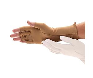 Isotoner Unisex's Hand Finger (One Therapeutic Gloves, Right, Large, Open F, Camel