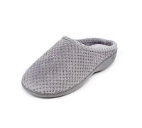 Isotoner Women Ladies Popcorn Terry Mule Slippers Open Back, Grey (Pale Grey Pgr), 8 UK