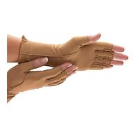 isotoner Women & Men Arthritis Compression Rheumatoid Pain Relief Gloves for joint support with Open/Full finger design, Camel, S