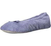 Isotoner Women’s Chevron Microterry Ballerina Slippers, Periwinkle, Large/8-9 M US