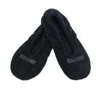 Isotoner Women's Moisture Wicking and Suede Sole for Comfort Ballet Flat, Black, 9.5/10 UK